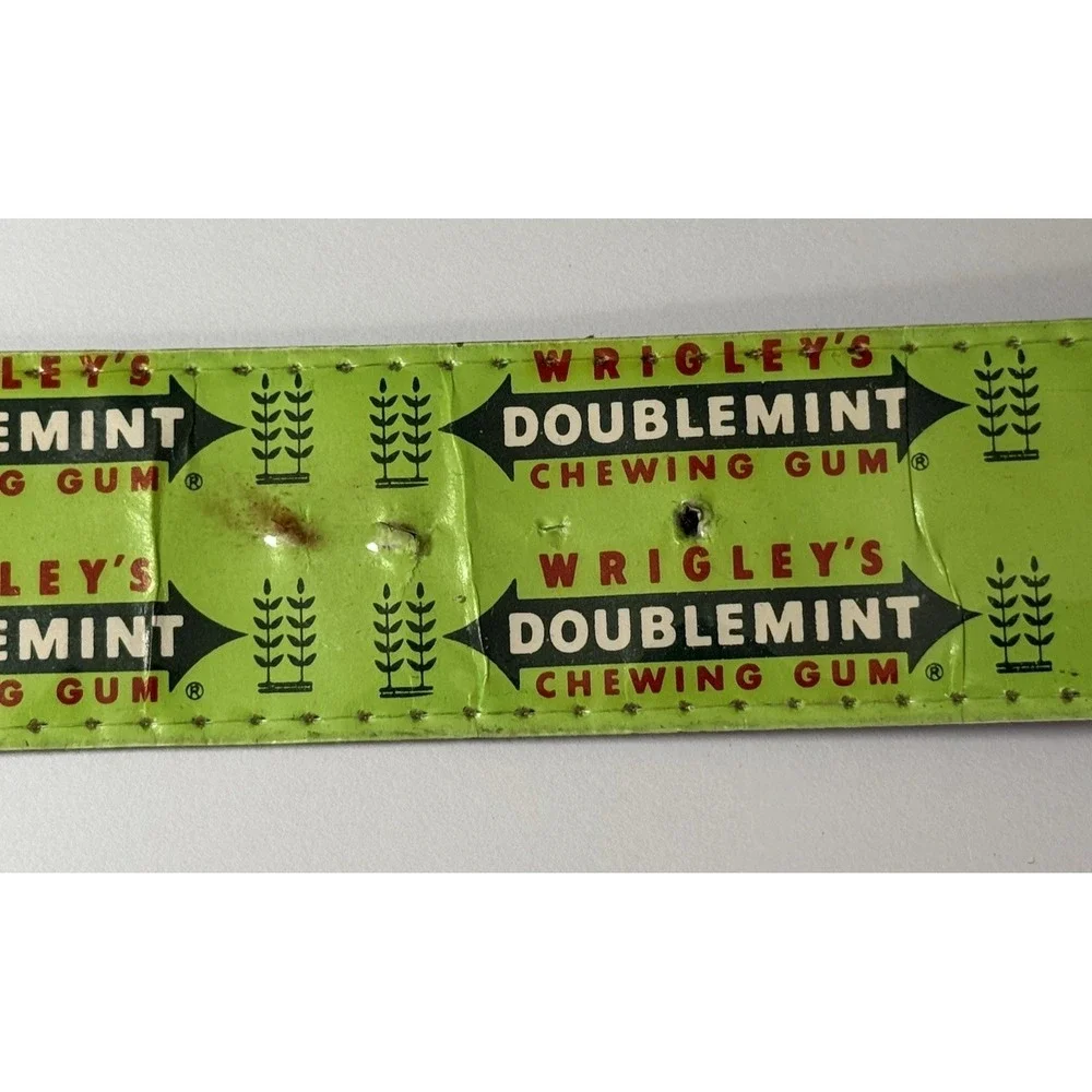 VTG Original Wrigleys Doublemint Gum Belt Green W/ Clear Buckle Size M 36